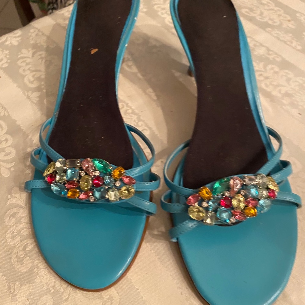 Gemstones blue sandal mule low heel